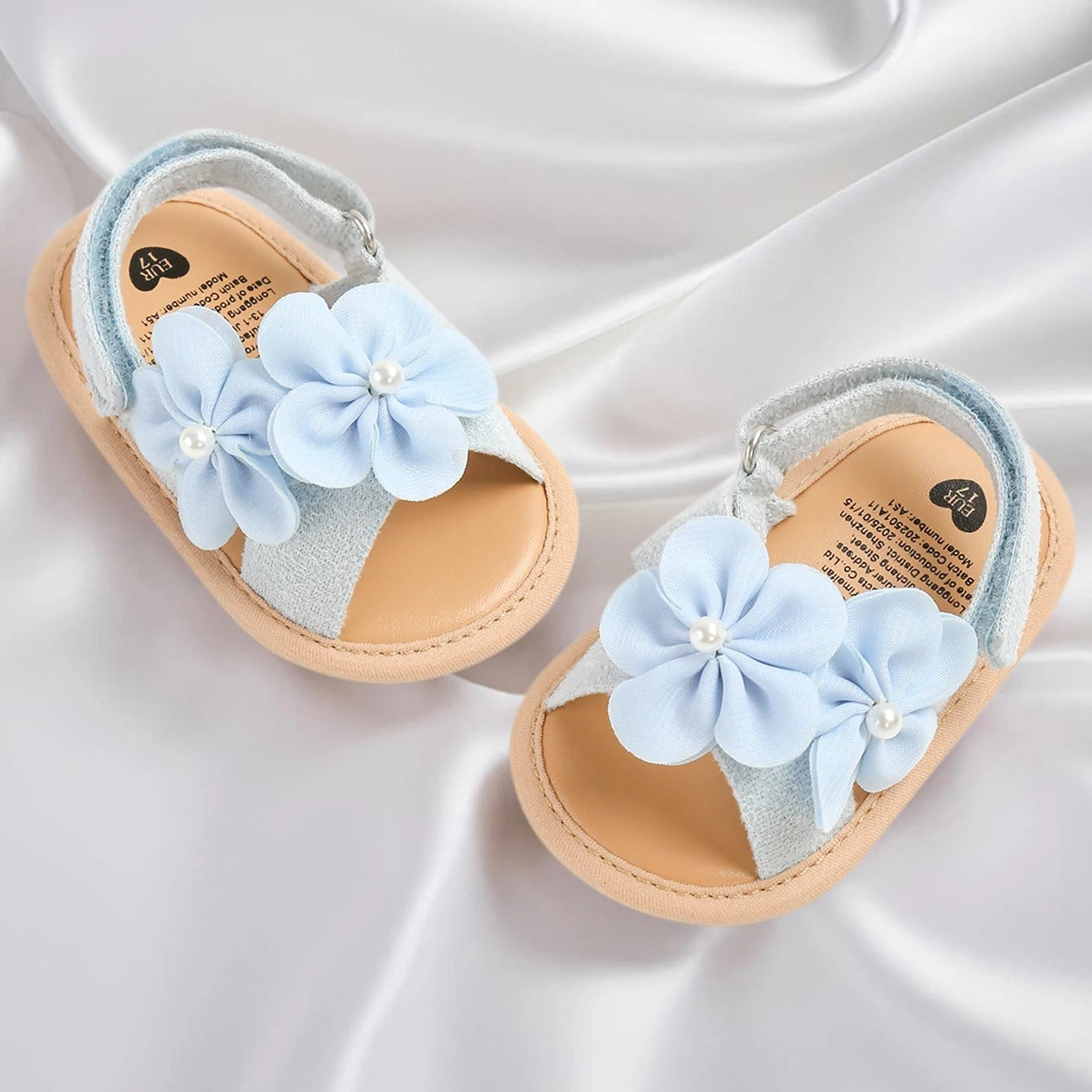 Sandália Infantil com Flores – Confortável, Delicada para Bebês e Meninas